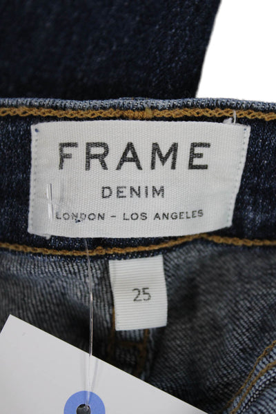 Frame Womens Cotton Zip Button Distress Skinny Denim Jeans Blue Size EUR 25