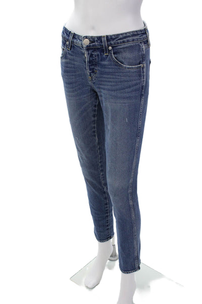 Amo Womens Cotton Zip Button Skinny Leg Denim Jeans Blue Size EUR 24