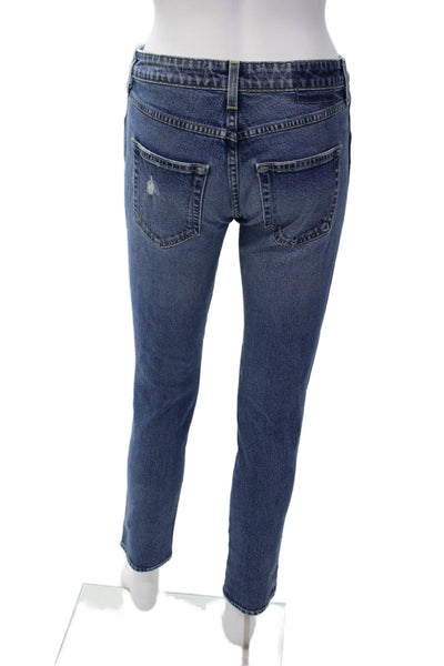 Amo Womens Cotton Zip Button Skinny Leg Denim Jeans Blue Size EUR 24