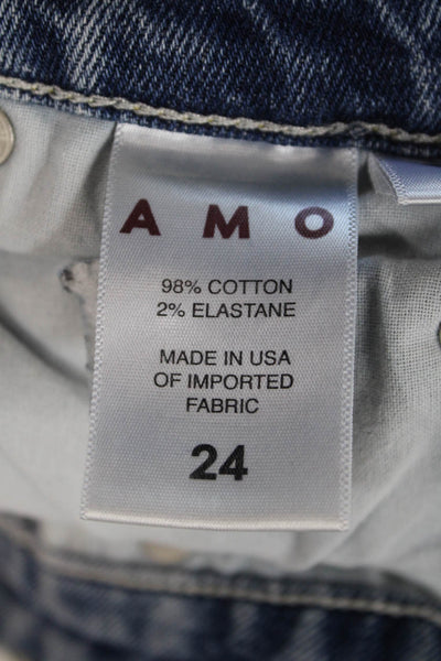 Amo Womens Cotton Zip Button Skinny Leg Denim Jeans Blue Size EUR 24