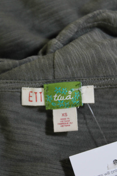 Ett Taia Anthropologie Womens Cotton V-neck Drape Cap Sleeve Top Gray Size XS