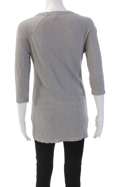 Standard James Perse Womens Scoop Neck Pockets 3/4 Sleeve Tunic Top Gray Size 1