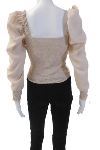 ASTR Womens Off Shoulder Long Sleeve Ruched Blouse Top Blush Pink Size XS