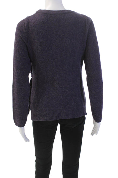 Moth Womens Drape Detail V-Neck Long Sleeve Cardigan Sweater Top Purple Size S