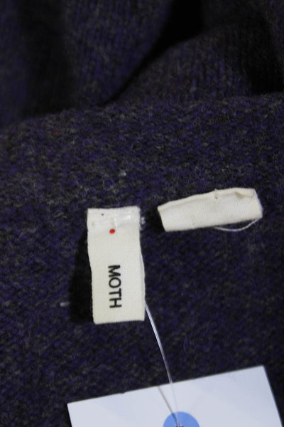 Moth Womens Drape Detail V-Neck Long Sleeve Cardigan Sweater Top Purple Size S