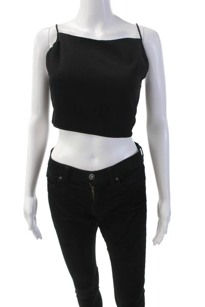 IRO Womens Basic Strappy Spaghetti Strap Solid Cropped Tank Top Black Size 36