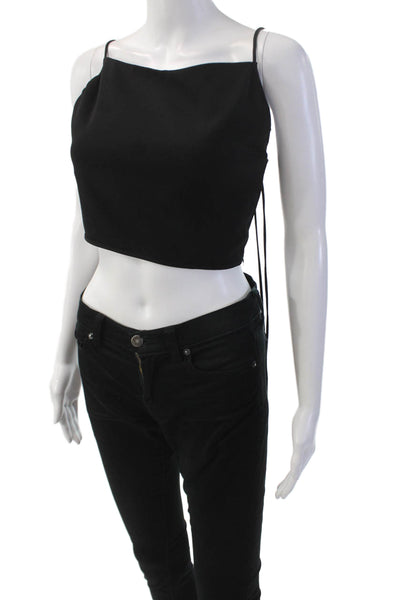 IRO Womens Basic Strappy Spaghetti Strap Solid Cropped Tank Top Black Size 36