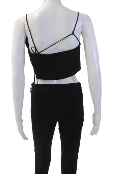 IRO Womens Basic Strappy Spaghetti Strap Solid Cropped Tank Top Black Size 36
