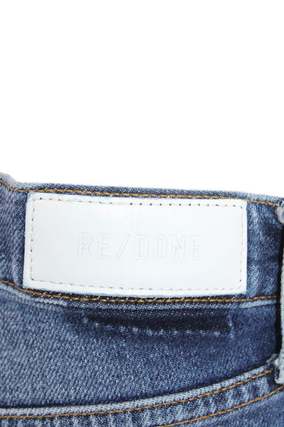 Re/Done Womens Medium Wash Button Flt Distressed Straight Leg Jeans Blue Size 26