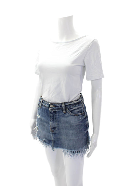 PRPS Womens Thunderbolt High Rise Distressed Raw Hem Denim Skort Blue Size 26