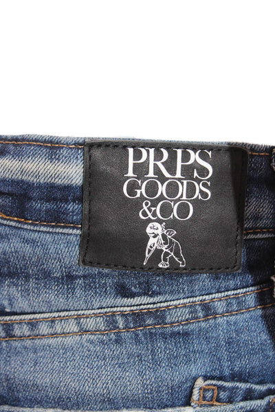 PRPS Womens Thunderbolt High Rise Distressed Raw Hem Denim Skort Blue Size 26