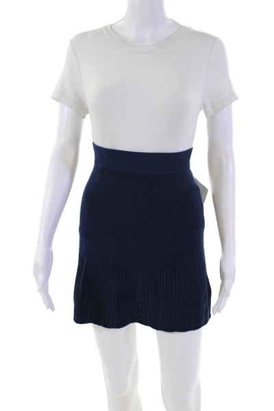 Sundays Womens Knitted Pull On Mini Leona Skirt Navy Blue Size XS