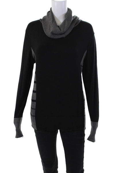 Angel Women's Turtlneck Long Sleeves Pullover Sweater Gray Black Size M