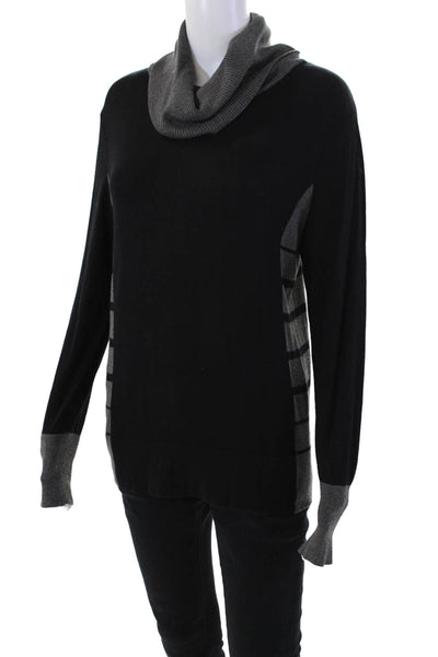 Angel Women's Turtlneck Long Sleeves Pullover Sweater Gray Black Size M