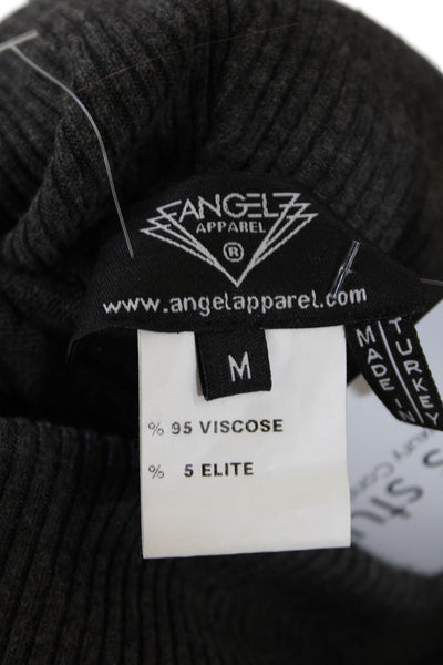 Angel Women's Turtlneck Long Sleeves Pullover Sweater Gray Black Size M