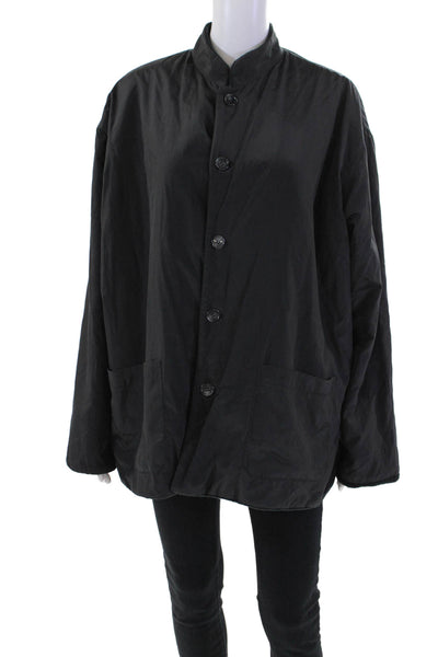 John Patrick Women's Long Sleeves Lined Button Up Basic Jacket Black Size M
