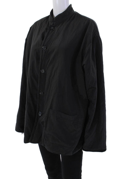 John Patrick Women's Long Sleeves Lined Button Up Basic Jacket Black Size M