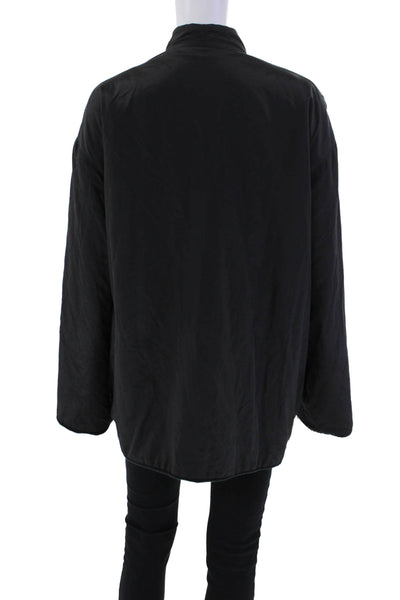 John Patrick Women's Long Sleeves Lined Button Up Basic Jacket Black Size M