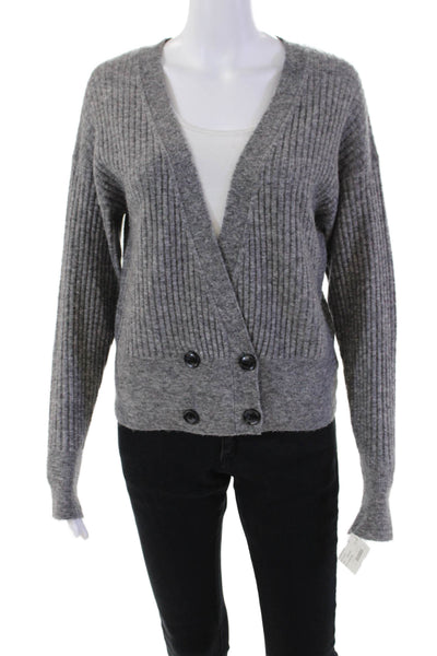 Bailey 44 Women's Long Sleeves V-Neck Double Breast Cardigan Sweater Gray Size M