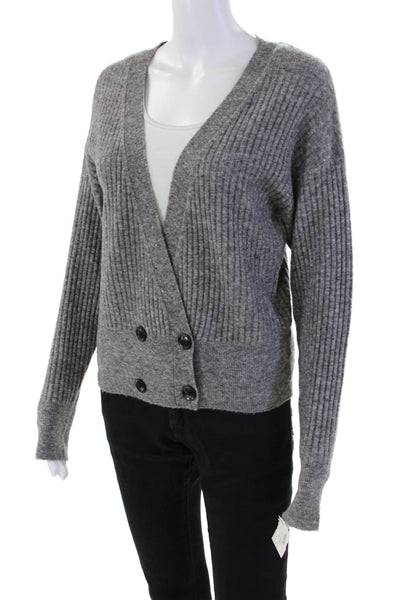 Bailey 44 Women's Long Sleeves V-Neck Double Breast Cardigan Sweater Gray Size M