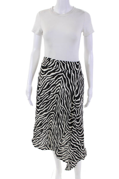 Vix Paula Hermanny Womens Linen Asymmetrical Hem Striped Skirt Black Size S