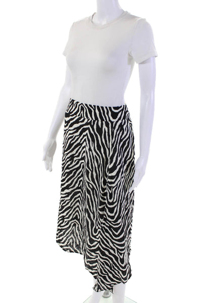Vix Paula Hermanny Womens Linen Asymmetrical Hem Striped Skirt Black Size S