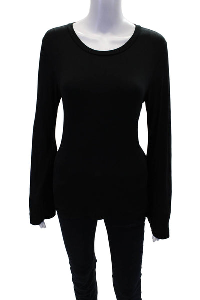 LNA Womens Crew Neck Bell Long Sleeve Basic Top Solid Black Size Small