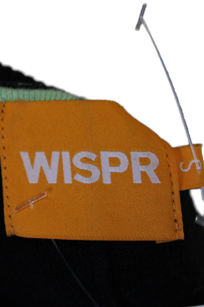 WISPR Womens Cotton Striped V-neck Pullover Sweater Top Black Combo Size S