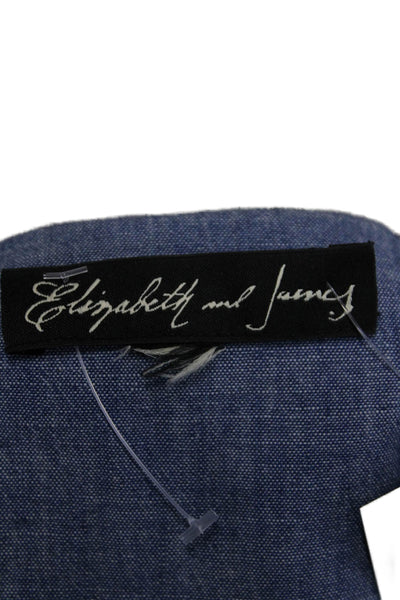 Elizabeth and James Womens Chambray Mesh Back Button Down Shirt Blue Size S