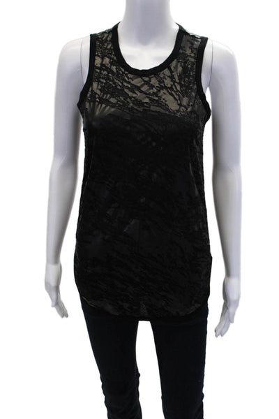 Rag & Bone Womens Printed Crew Neck Sleeveless Tunic Top Black Size XS