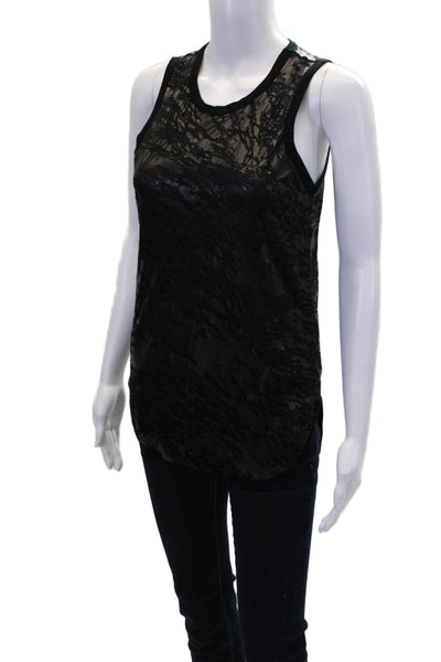 Rag & Bone Womens Printed Crew Neck Sleeveless Tunic Top Black Size XS