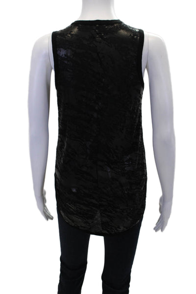 Rag & Bone Womens Printed Crew Neck Sleeveless Tunic Top Black Size XS