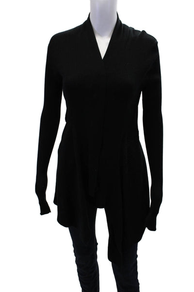 Cotton By Autumn Cashmere Womens Cotton Cowl Neck Cardigan Top Black Size M