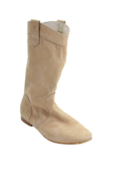 Be Original Womens Slip On Round Toe Boots Brown Leather Size 38