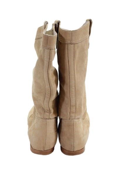 Be Original Womens Slip On Round Toe Boots Brown Leather Size 38