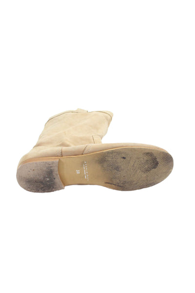 Be Original Womens Slip On Round Toe Boots Brown Leather Size 38