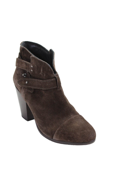 Rag & Bone Womens Slip On Block Heel Cap Toe Booties Brown Suede Size 38.5