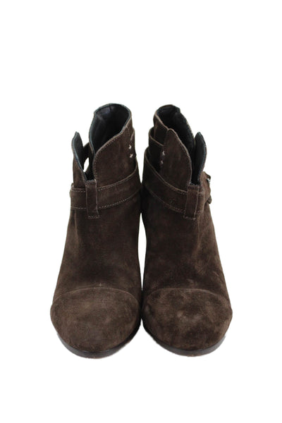 Rag & Bone Womens Slip On Block Heel Cap Toe Booties Brown Suede Size 38.5
