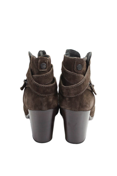 Rag & Bone Womens Slip On Block Heel Cap Toe Booties Brown Suede Size 38.5