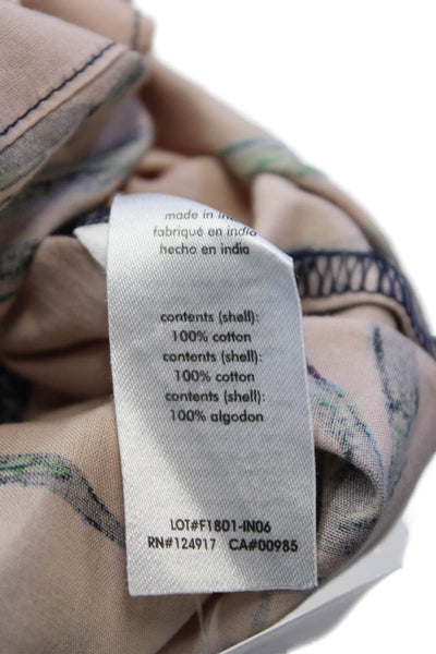 ONIA Women's Short Sleeves Collared Button Down Leave Print Shirt Size L