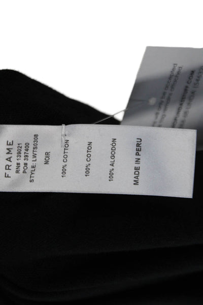 Frame Denim Womens Long Puffy Sleeves Tee Shirt Black Cotton Size Small