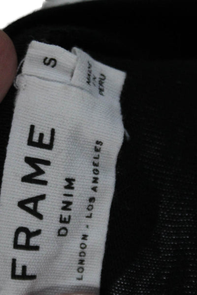 Frame Denim Womens Long Puffy Sleeves Tee Shirt Black Cotton Size Small