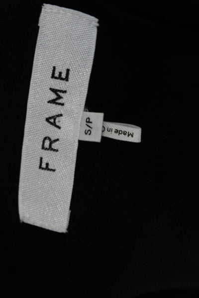 Frame Womens Long Puffy Sleeves Ruched Square Neck Blouse Black Size Small