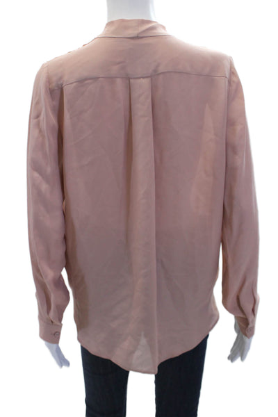 Mason Womens Silk V Neck Long Sleeves Faux Wrap Blouse Rose Pink Size 4