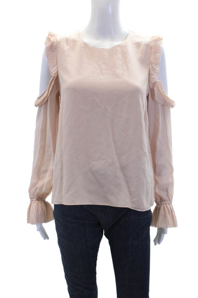 Intermix Womens Silk Accordion Pleat Trim Cold Shoulder Blouse Bare Pink Size 4
