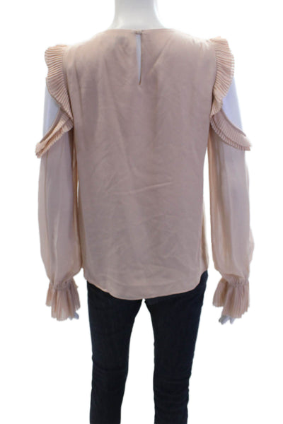 Intermix Womens Silk Accordion Pleat Trim Cold Shoulder Blouse Bare Pink Size 4