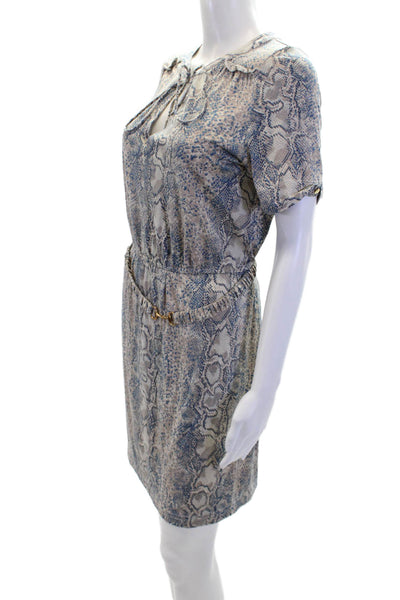 Gerard Darel Womens Silk Blend Animal Print Short Sleeve Dress Gray Size 40