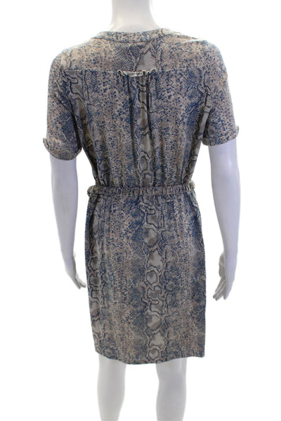 Gerard Darel Womens Silk Blend Animal Print Short Sleeve Dress Gray Size 40