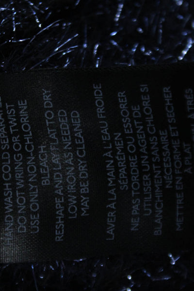 Anthropologie Womens Metallic Round Neck Long Sleeve Sweater Top Blue Size S