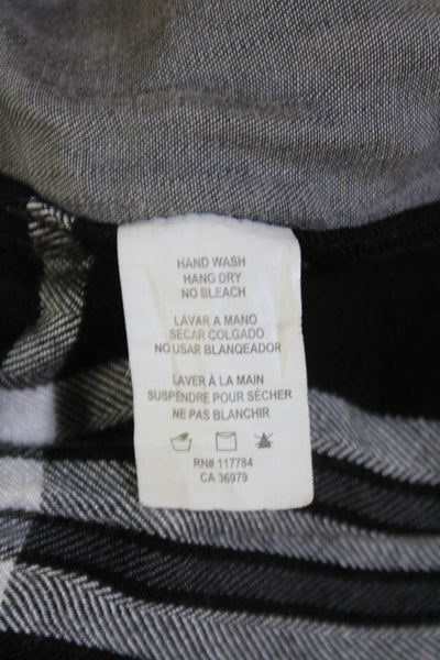 Rails Womens Denim Front Plaid Printed Collared Buttoned Blouse Gray Size XS
